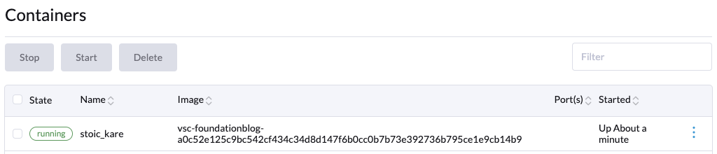 Dev Container Running