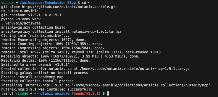 Nutanix Ansible Installed